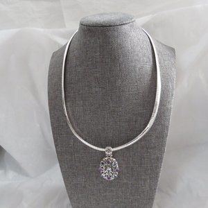 6mm Italian Omega Chain with Amethyst/Blue Topaz Filigree Pendant